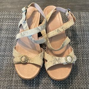Dansko Women’s Size 41 US 10 Snake Skin Wedge Strappy Heels